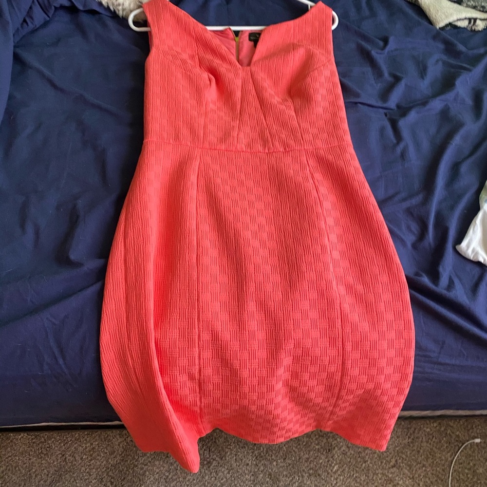 Knee length V-neck peach dress